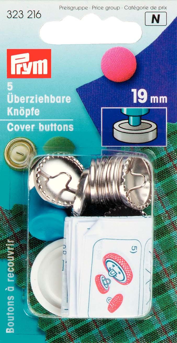 Prym überziehbare Knöpfe mit Werkzeug Messing 19 mm silberfarbig