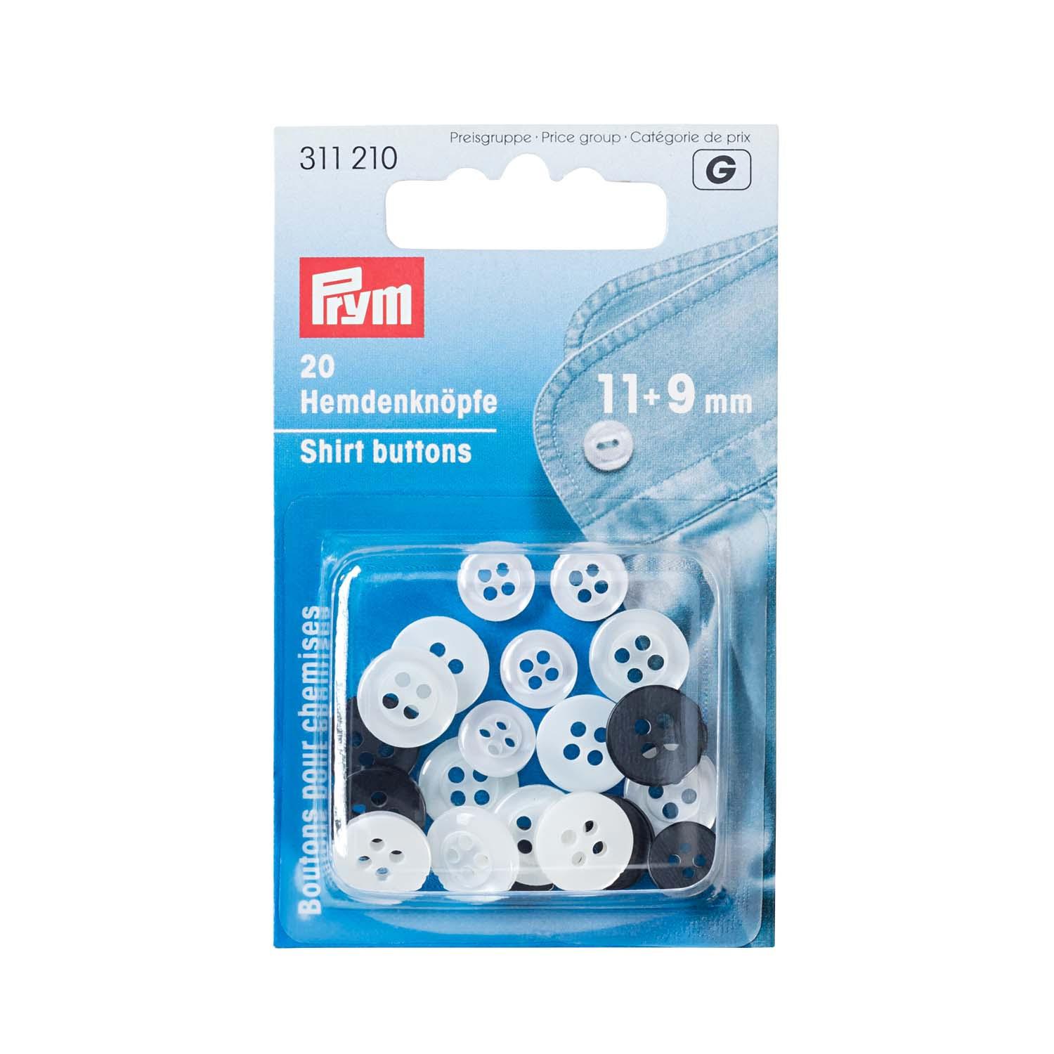 Prym Hemdenknöpfe Kunststoff 11 + 9 mm anthrazit, perlmuttfarben
