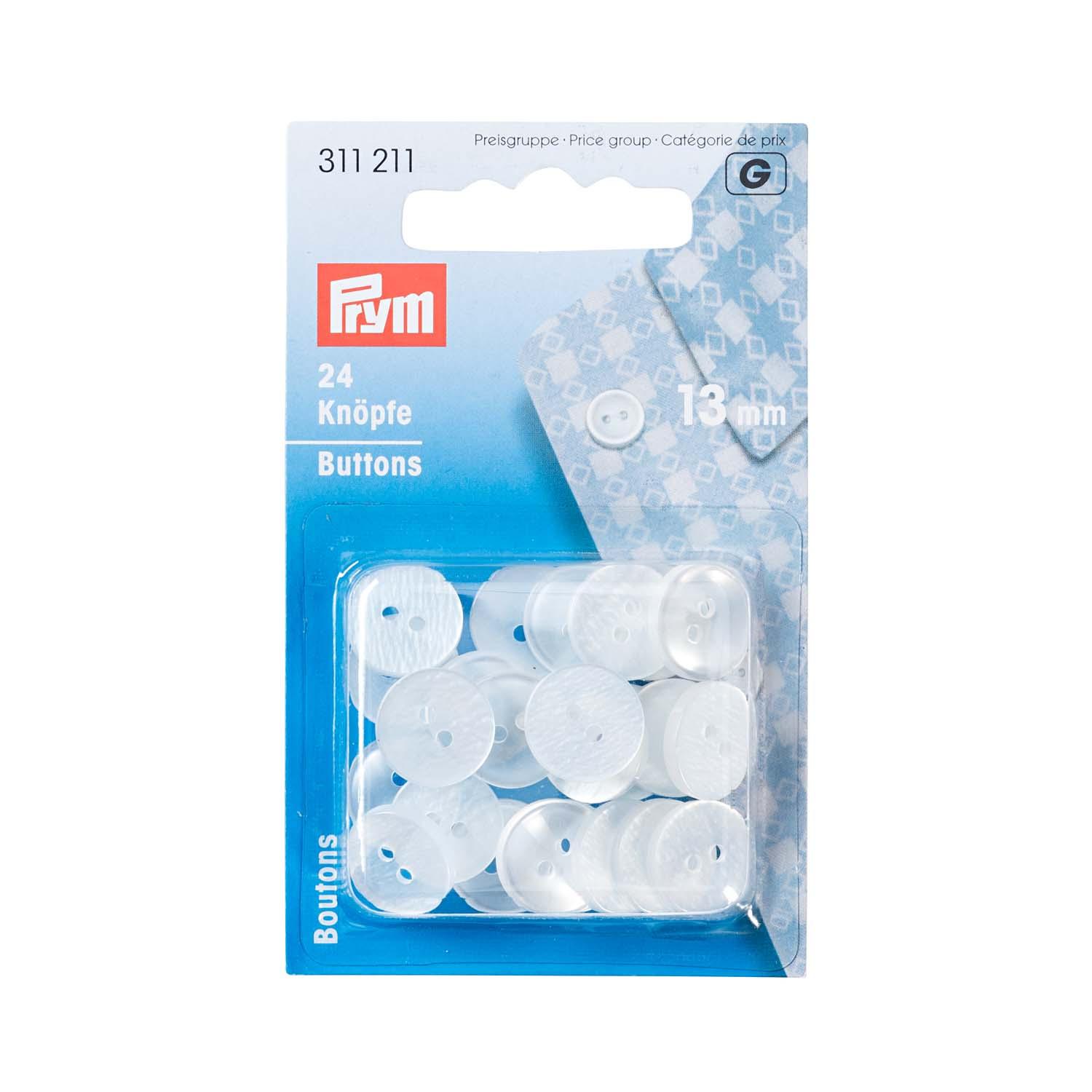 Prym Kittel-/Schlafanzugknöpfe Kunststoff 13 mm perlmuttfarben