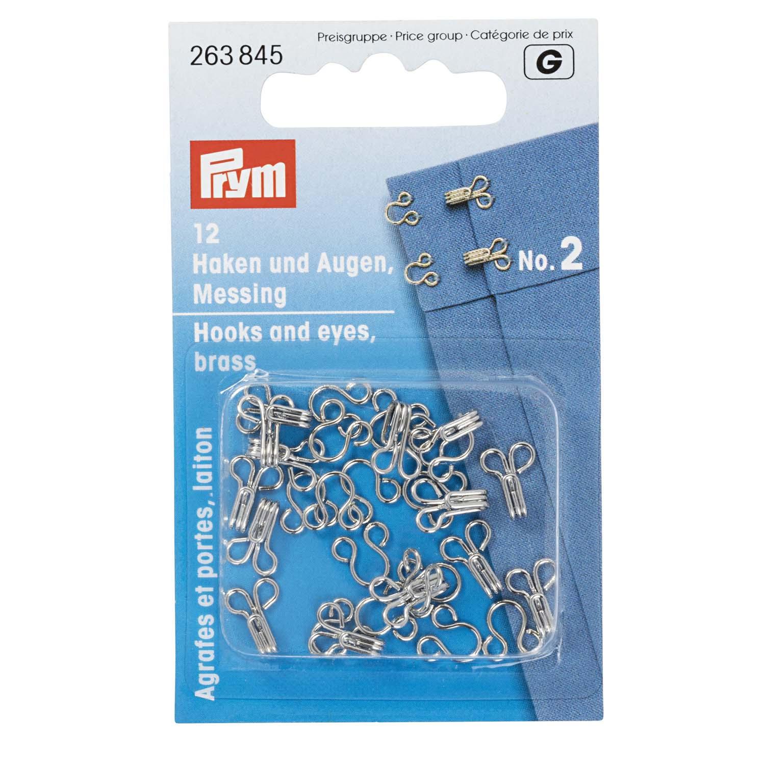Prym Federhaken und -augen Messing Gr. 2 silber