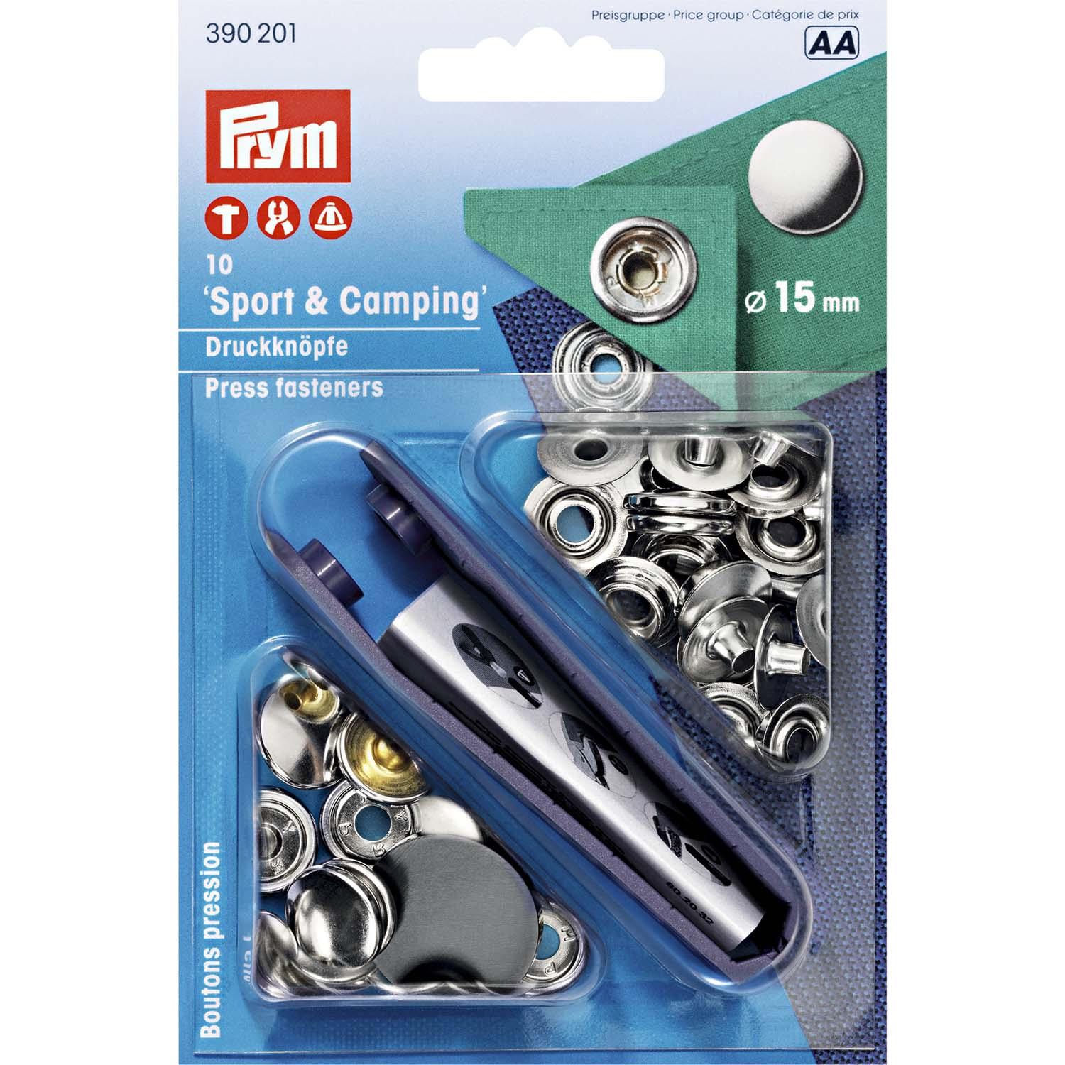 Prym nähfreie Druckknopfe Sport&Camping Messing 15 mm silberfarbig