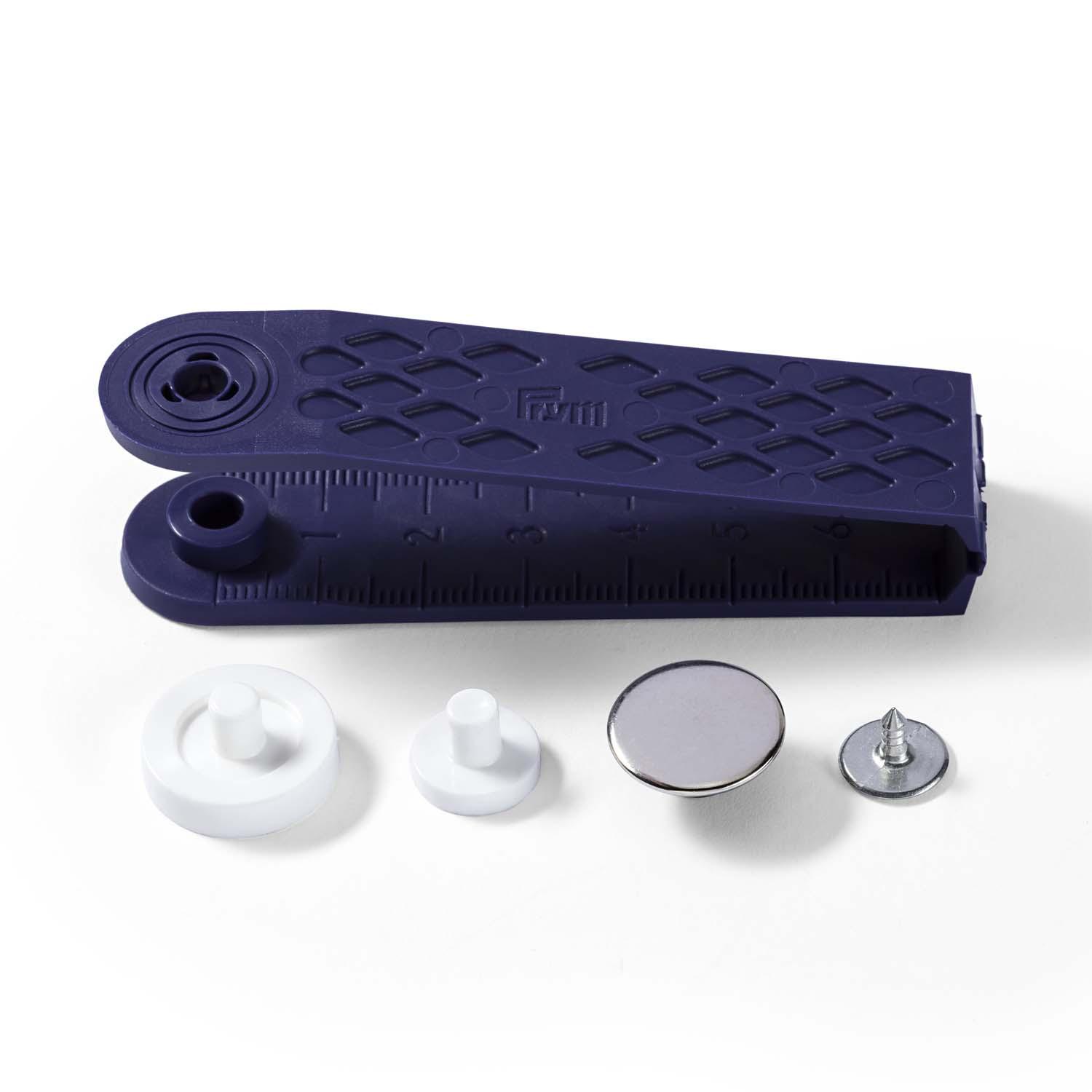 Produktbild Prym nähfreie Jeans-Knöpfe glatt Messing 17 mm silberfarbig 2 von 3