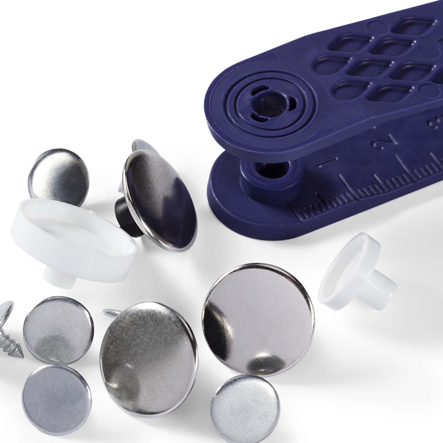 Produktbild Prym nähfreie Jeans-Knöpfe glatt Messing 17 mm silberfarbig 3 von 3