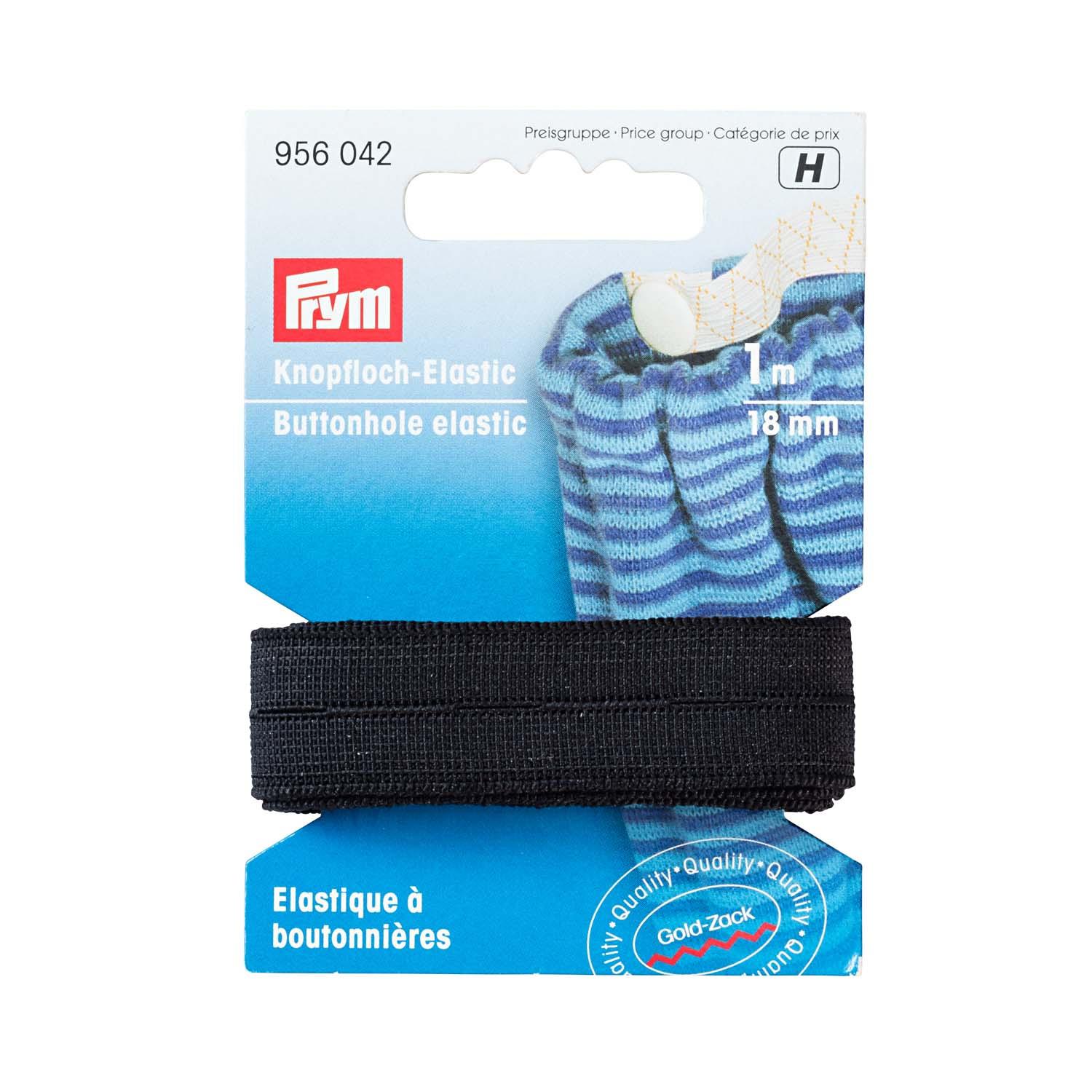 Prym Elastic-Knopflochband glatt 18 mm schwarz