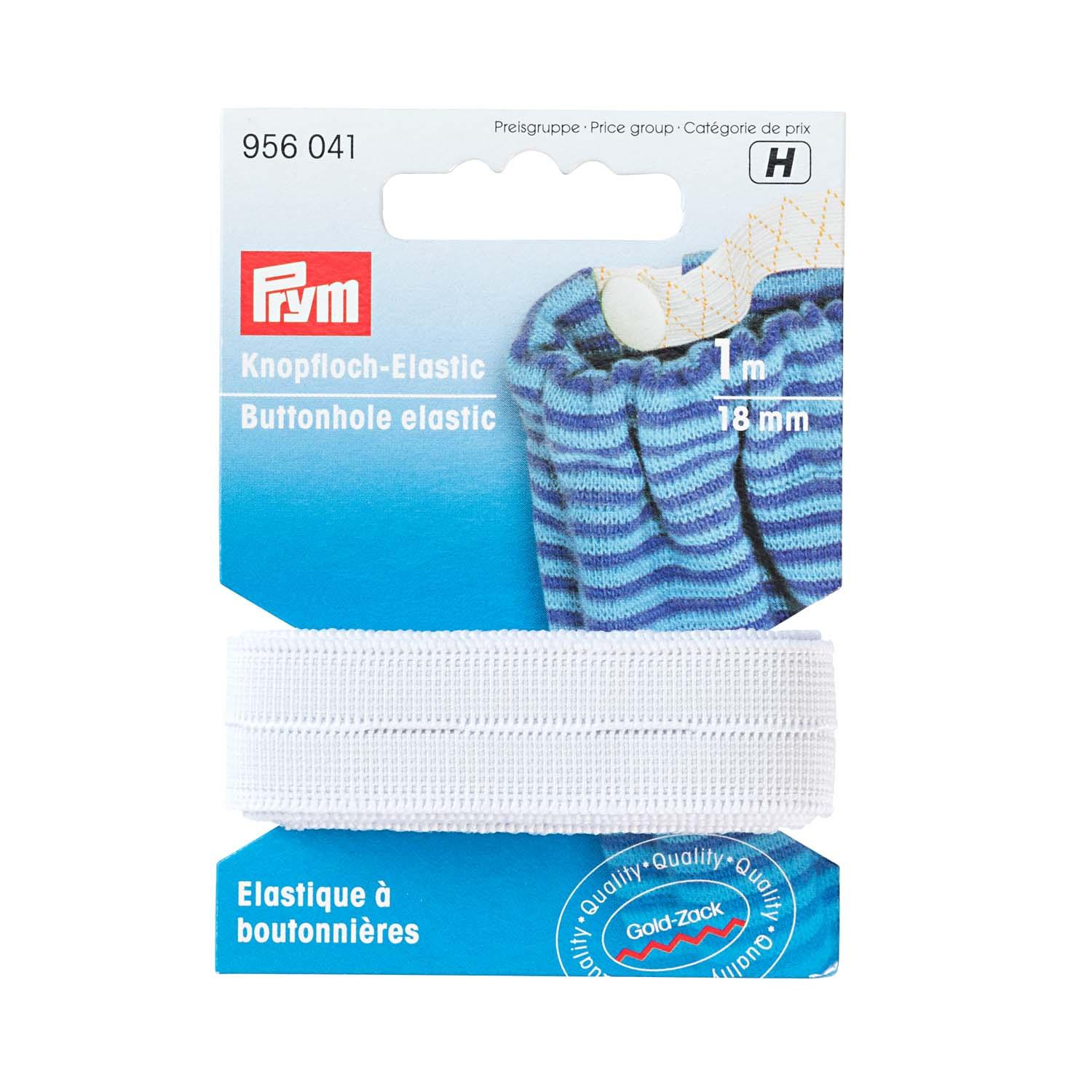 Prym Elastic-Knopflochband glatt 18 mm weiß