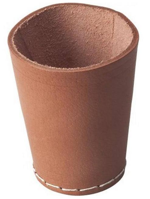 Weible Spiele - Würfelbecher aus Rindleder, 9 cm