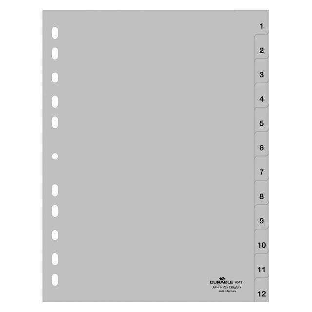 DURABLE Kunststoffregister 1-12 grau