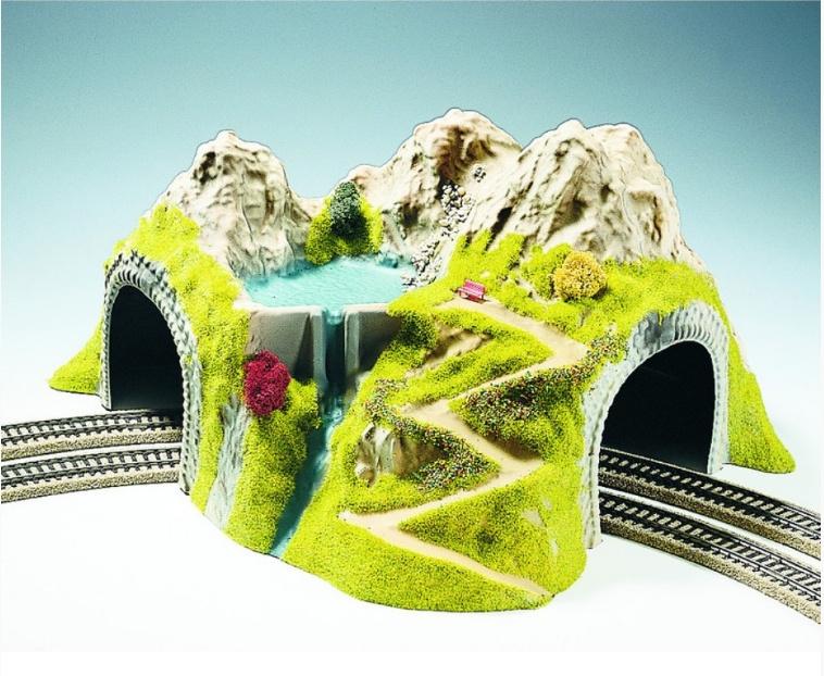 NOCH 05180 H0 - Ecktunnel, 2-gleisig; 43 x 41 x 23cm