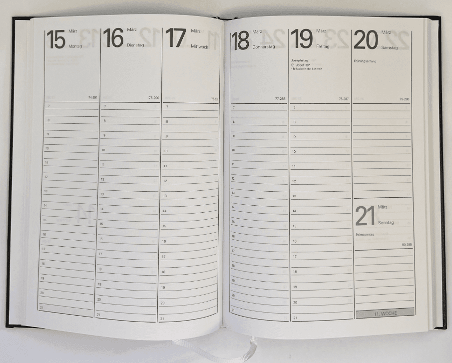 KALENDER-BUCH 2027 21x26cm Wochentimer Schwarz