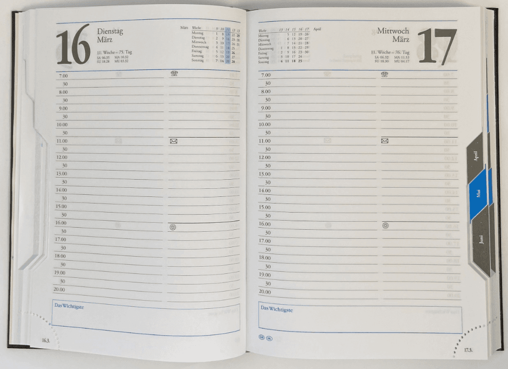 KALENDER-BUCH 2027 A5 mit Register 1 Tag 1 Seite