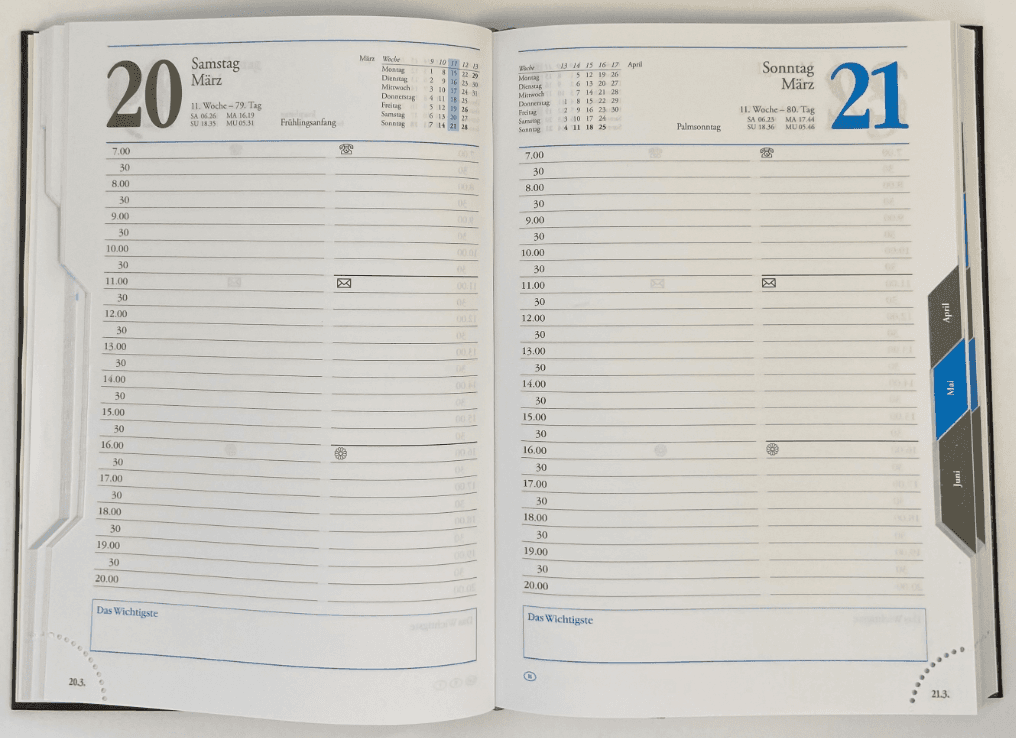 KALENDER-BUCH 2027 A5 mit Register 1 Tag 1 Seite