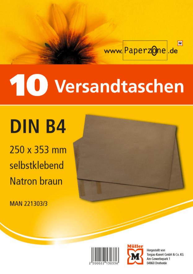 PAPERZONE Versandtasche B4 selbstklebend  braun