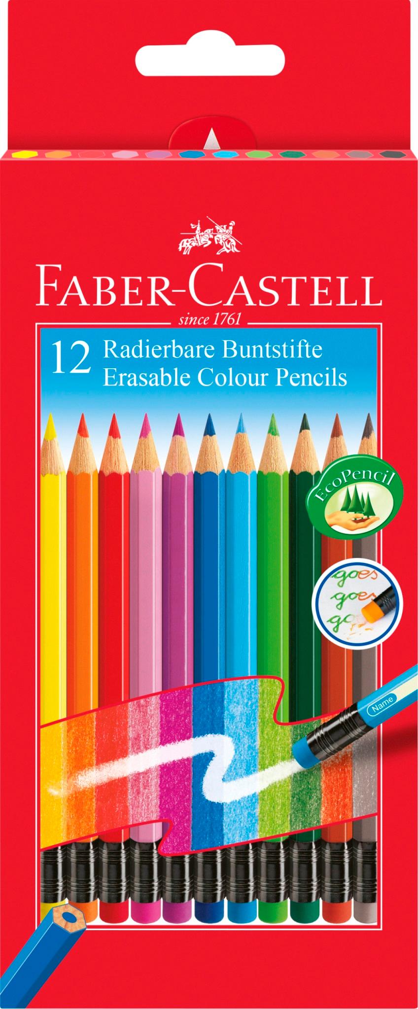FABER-CASTELL Farbstift 12er-Etui radierbar