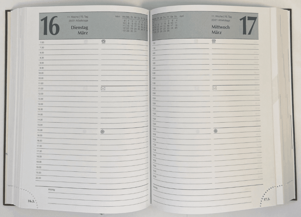 KALENDER-BUCH Juli 2026-Dezember 2027 Schwarz 592 Seiten