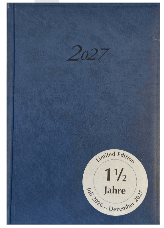 KALENDER-BUCH Juli 2026-Dezember 2027 Blau 592 Seiten