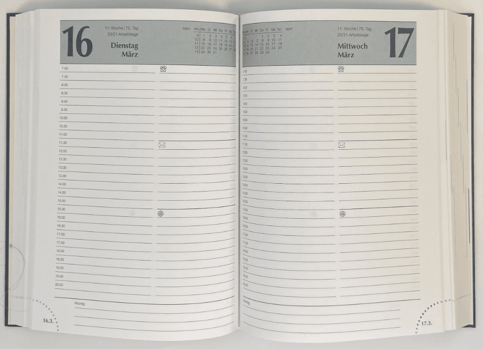 KALENDER-BUCH Juli 2026-Dezember 2027 Blau 592 Seiten