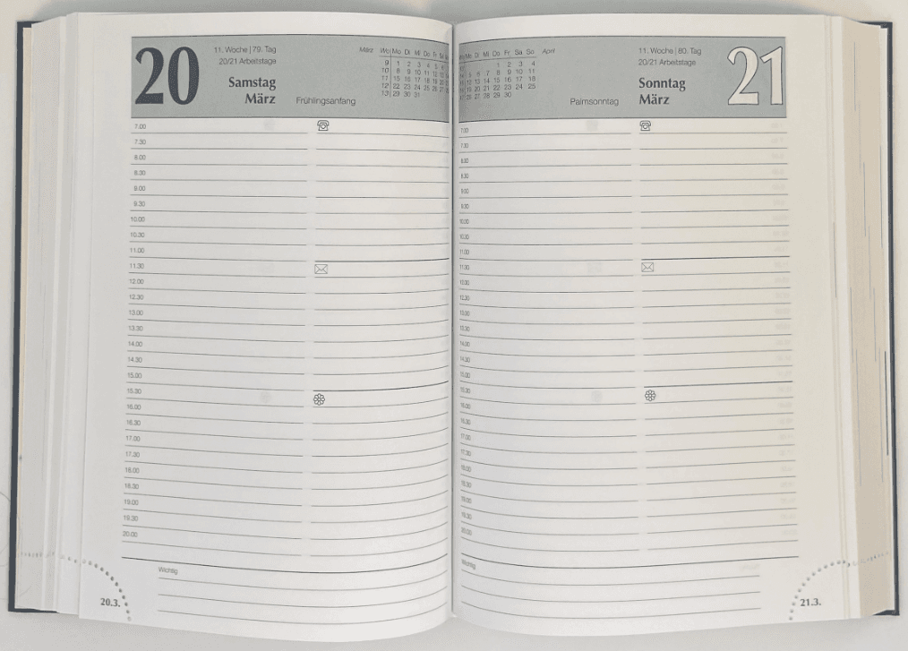 KALENDER-BUCH Juli 2026-Dezember 2027 Blau 592 Seiten