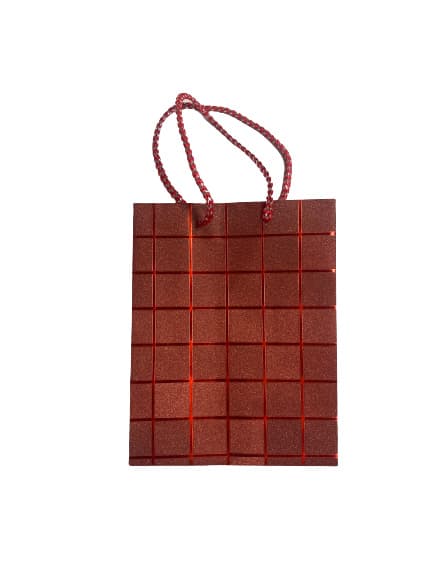 Geschenktüte medium Glitter rot kariert 23x18x10cm