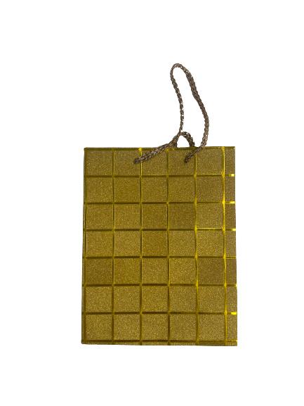 Geschenktüte medium Glitter gold kariert 23x18x10cm