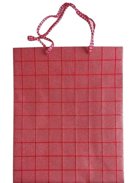 Geschenktüte gross Glitter rot kariert 32x 6x13cm