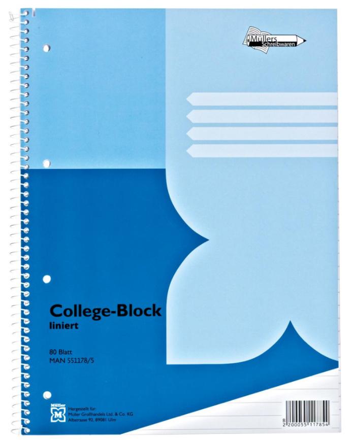 Müller`s Collegeblock A4 liniert 80Blatt