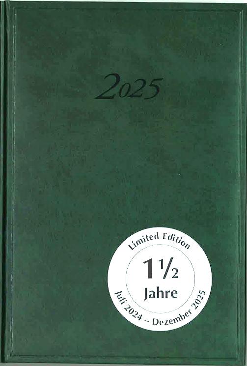 Kalender-Buch A5 Juli 2024 - Dezember 2025 grün