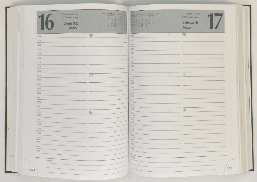 KALENDER-BUCH Juli 2026-Dezember 2027 Grün 592 Seiten