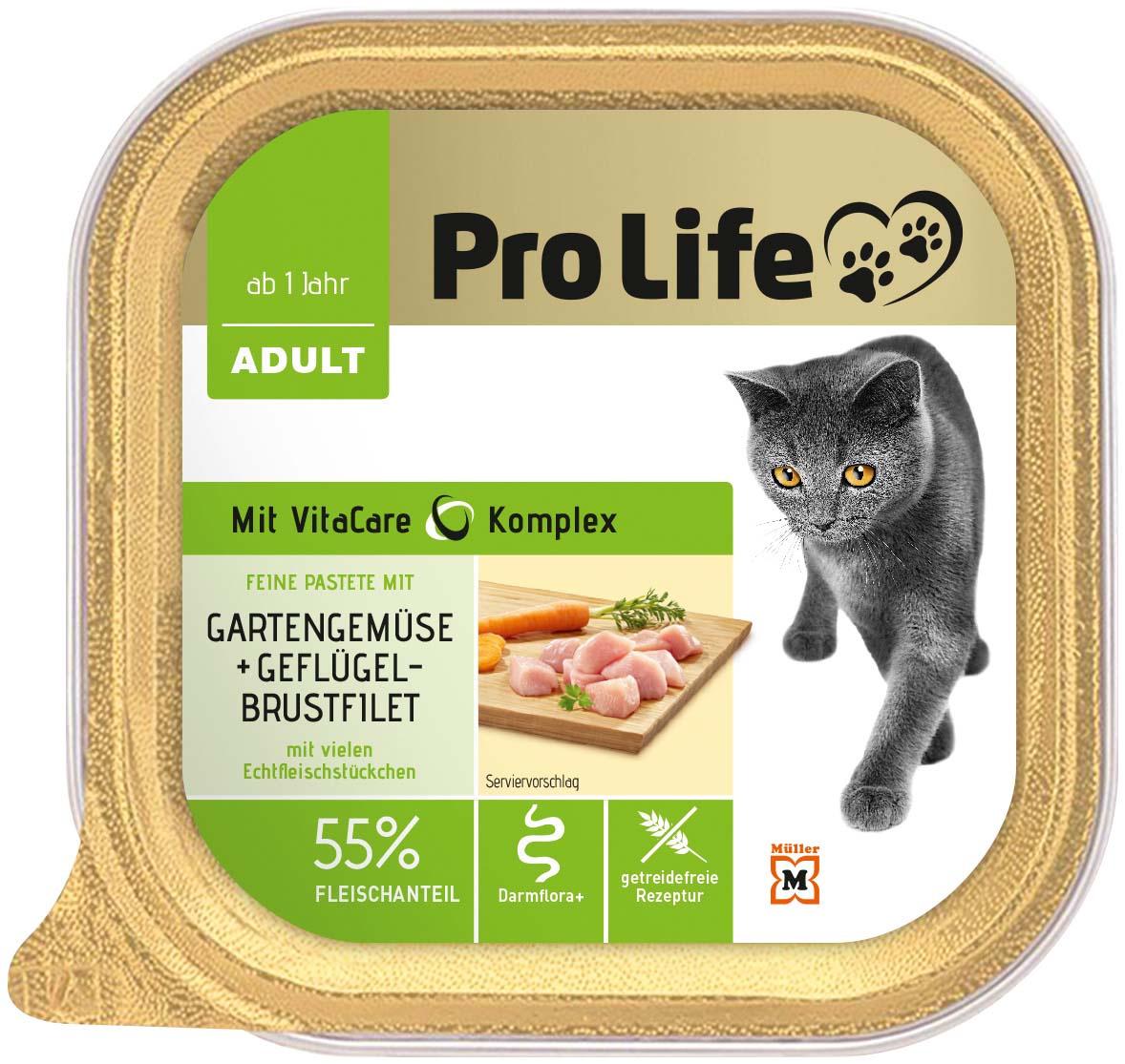 Pro Life Katze Katzennassfutter - Pastete mit Geflügelbrustfilet und Gartengemüse