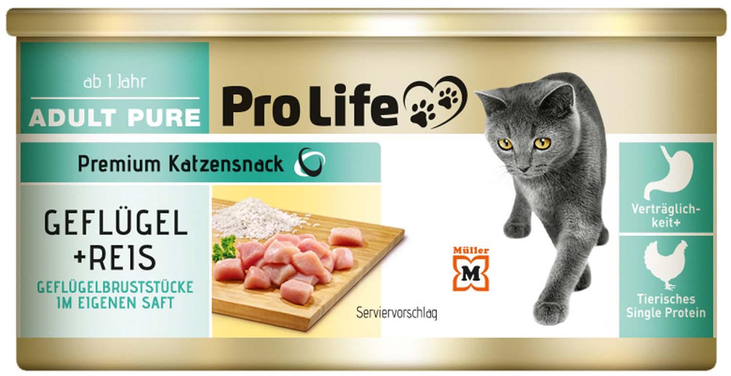 Pro Life Katze Katzennassfutter in eigenem Saft - mit Geflügelbrustfilet und Reis