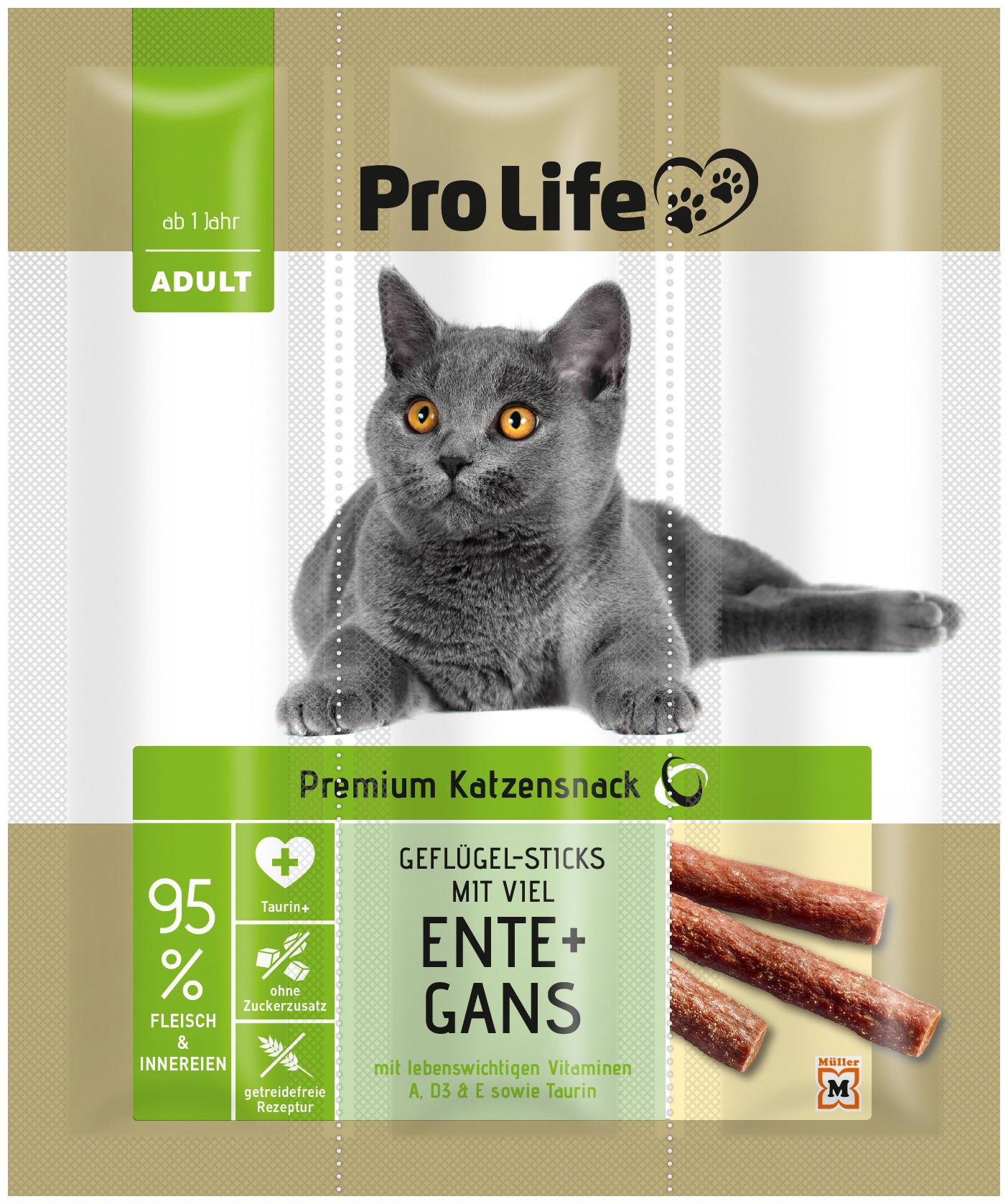 Pro Life Katzensnack Geflügel-Sticks mit Ente&Gans