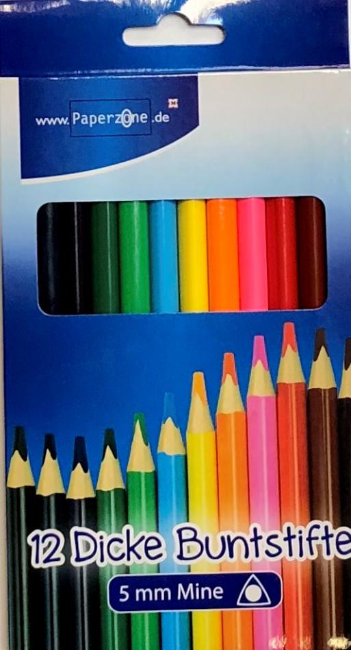 PAPERZONE Dreikant-Buntstifte mit 5mm Mine