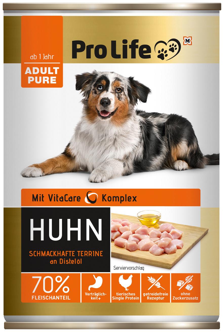 Pro Life Hundenassfutter - Terrine mit Huhn an kaltgepresstem Distelöl