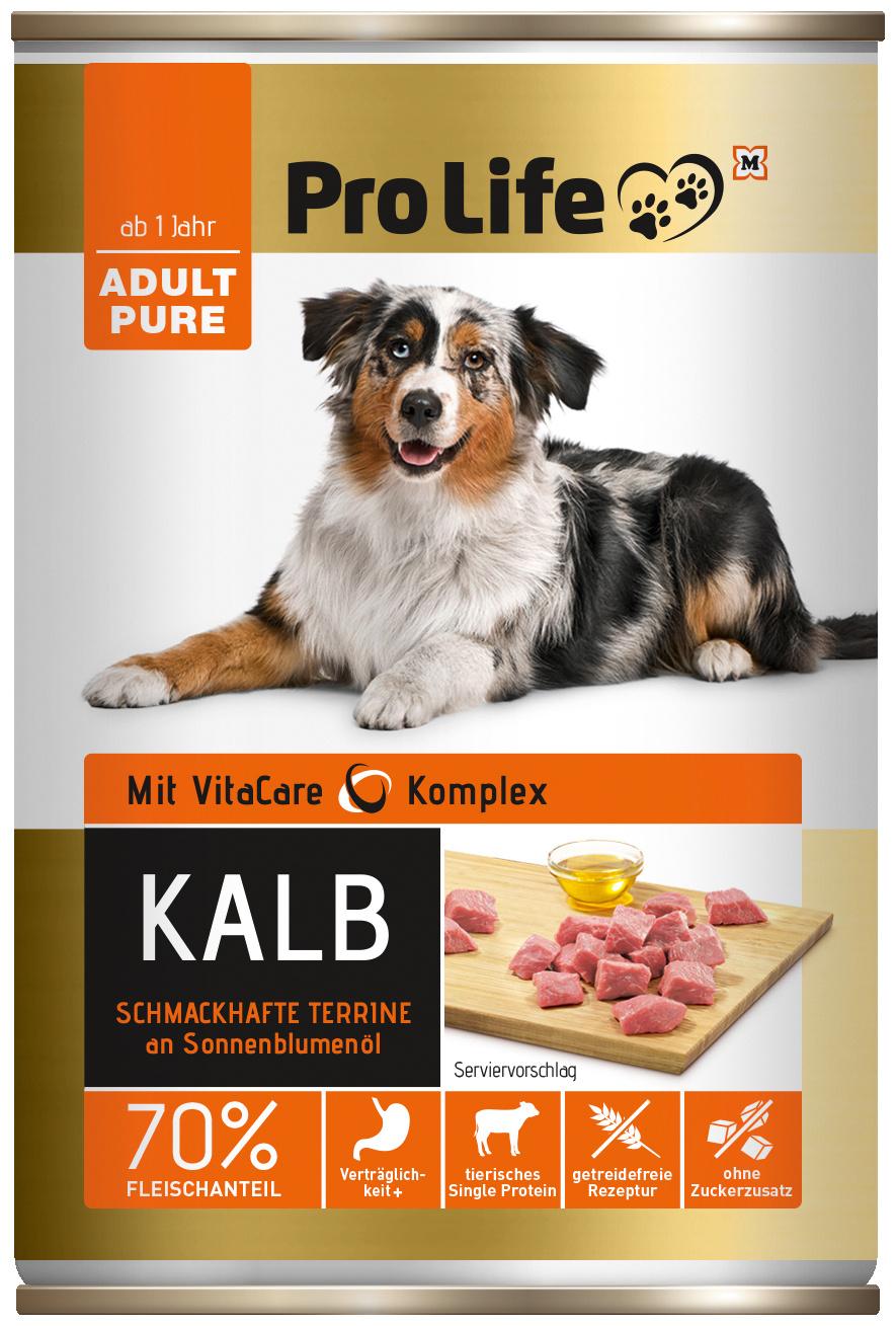 Pro Life Hundenassfutter - Terrine mit Kalb an kaltgepresstem Sonnenblumenöl