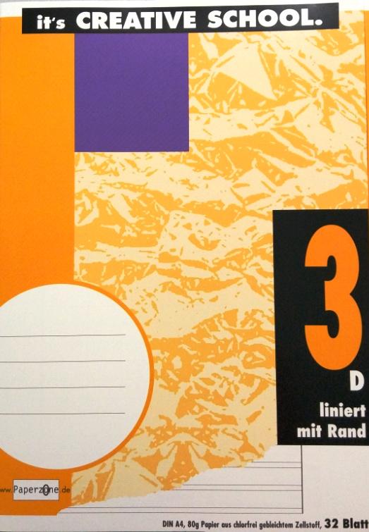 PAPERZONE Heft A4 Lineatur 3 mit Rand 32 Blatt