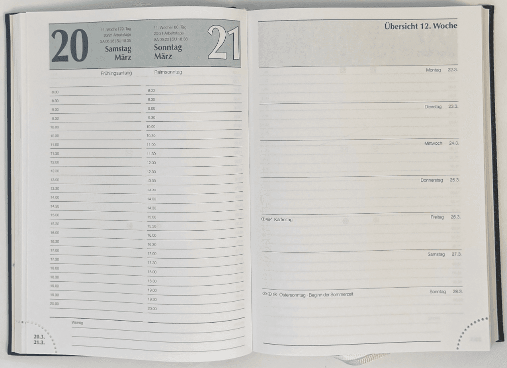 KALENDER-BUCH 2027  A5 Bicolor Onda Blau/Blau