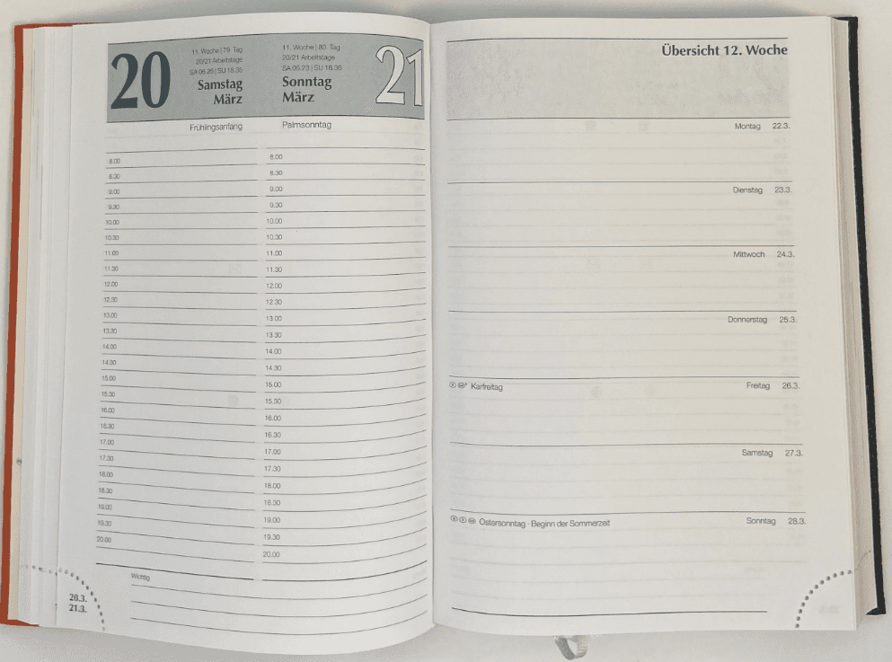 KALENDER-BUCH 2027  A5 Bicolor Onda Blau/Orange