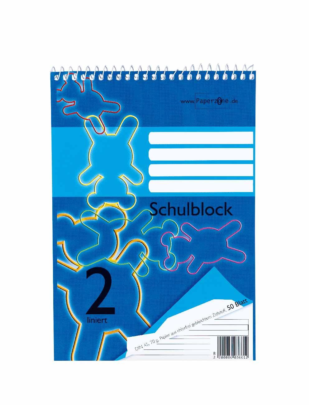 PAPERZONE Spiralschulblock A5 Lineatur 2 50 Blatt
