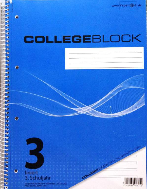 PAPERZONE Collegeblock A4 Lineatur 3 80 Blatt