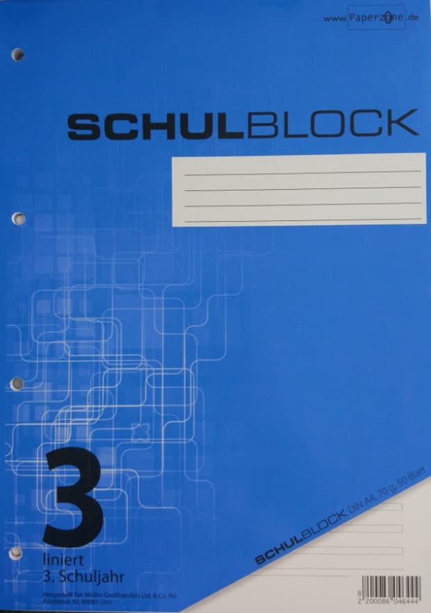 PAPERZONE Schulblock A4 Lineatur 3 50 Blatt