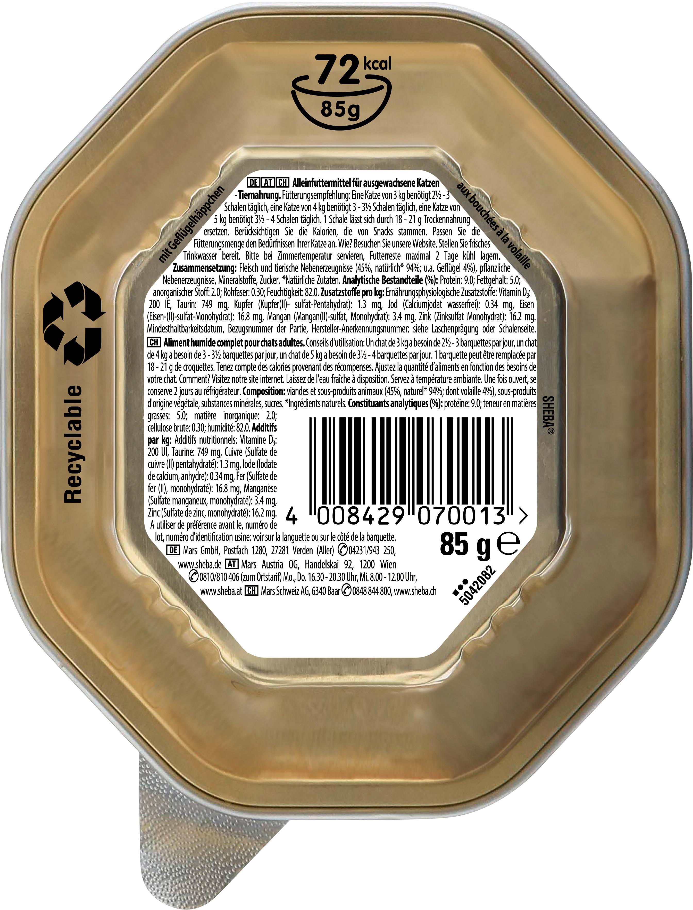 Produktbild SHEBA® Schale Selection in Sauce mit Geflügelhäppchen 85g 2 von 2