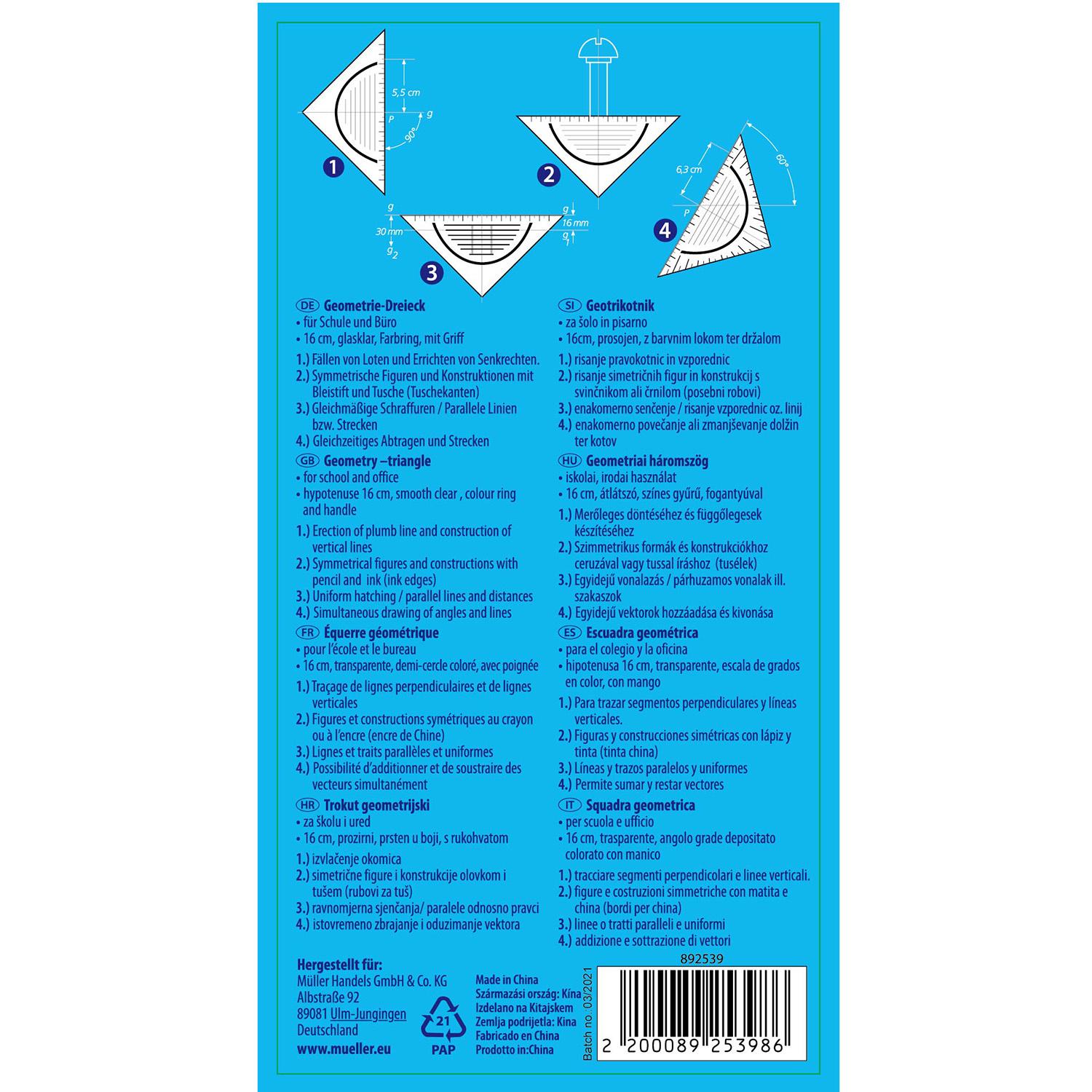Produktbild PAPERZONE Geodreieck mit Griff 16cm 3 von 3