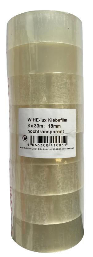 WIHE Klebefilm 8 Rollen 18mm x 33m