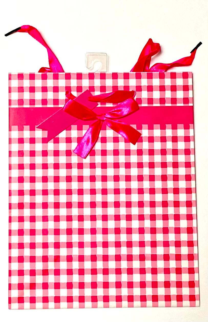 Geschenktüte KARO PINK WEISS 25x20x10cm