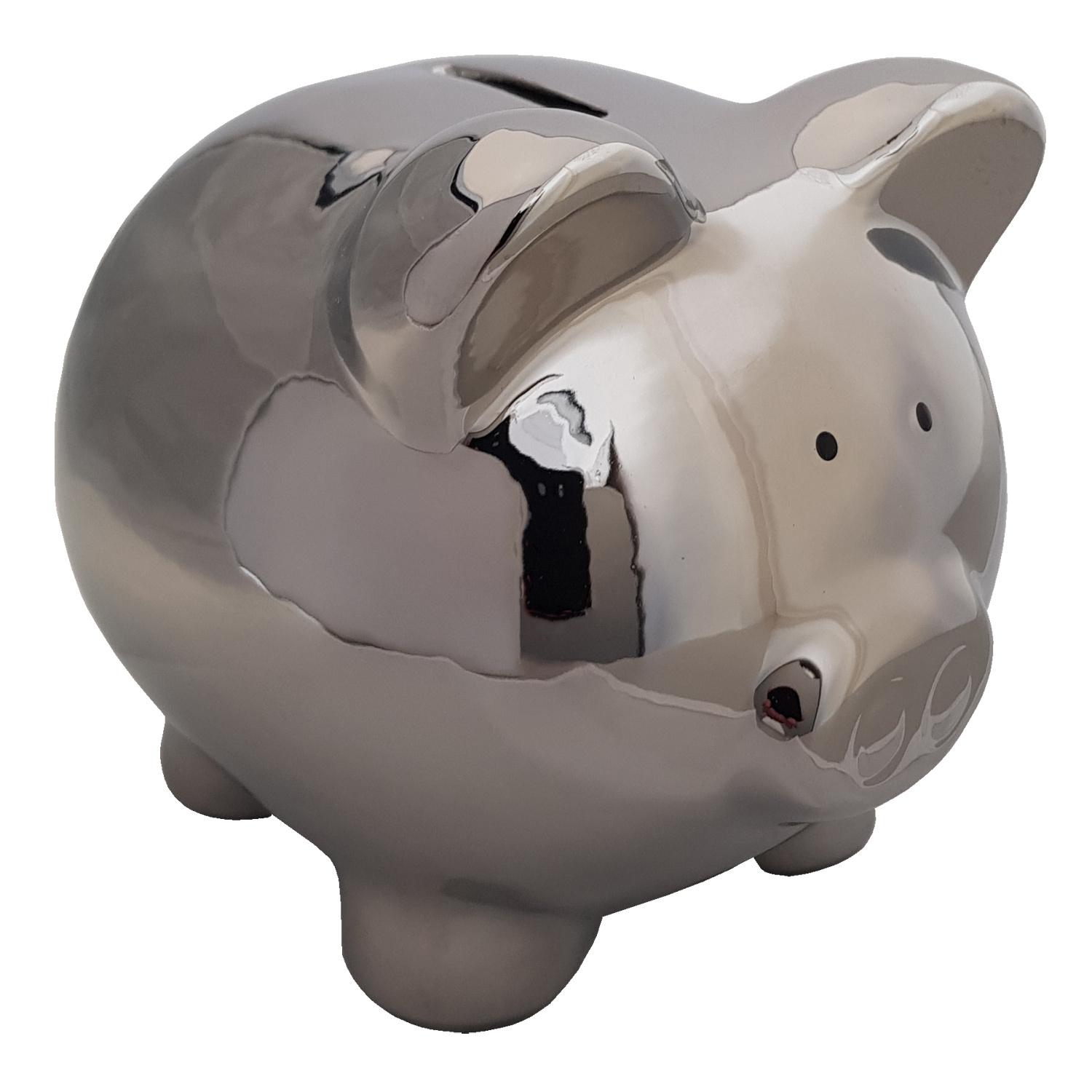 TRENDSHOP Sparschwein silber glänzend