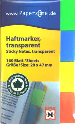 PAPERZONE Haftmarker transparent 160 Blatt 20 x 47mm