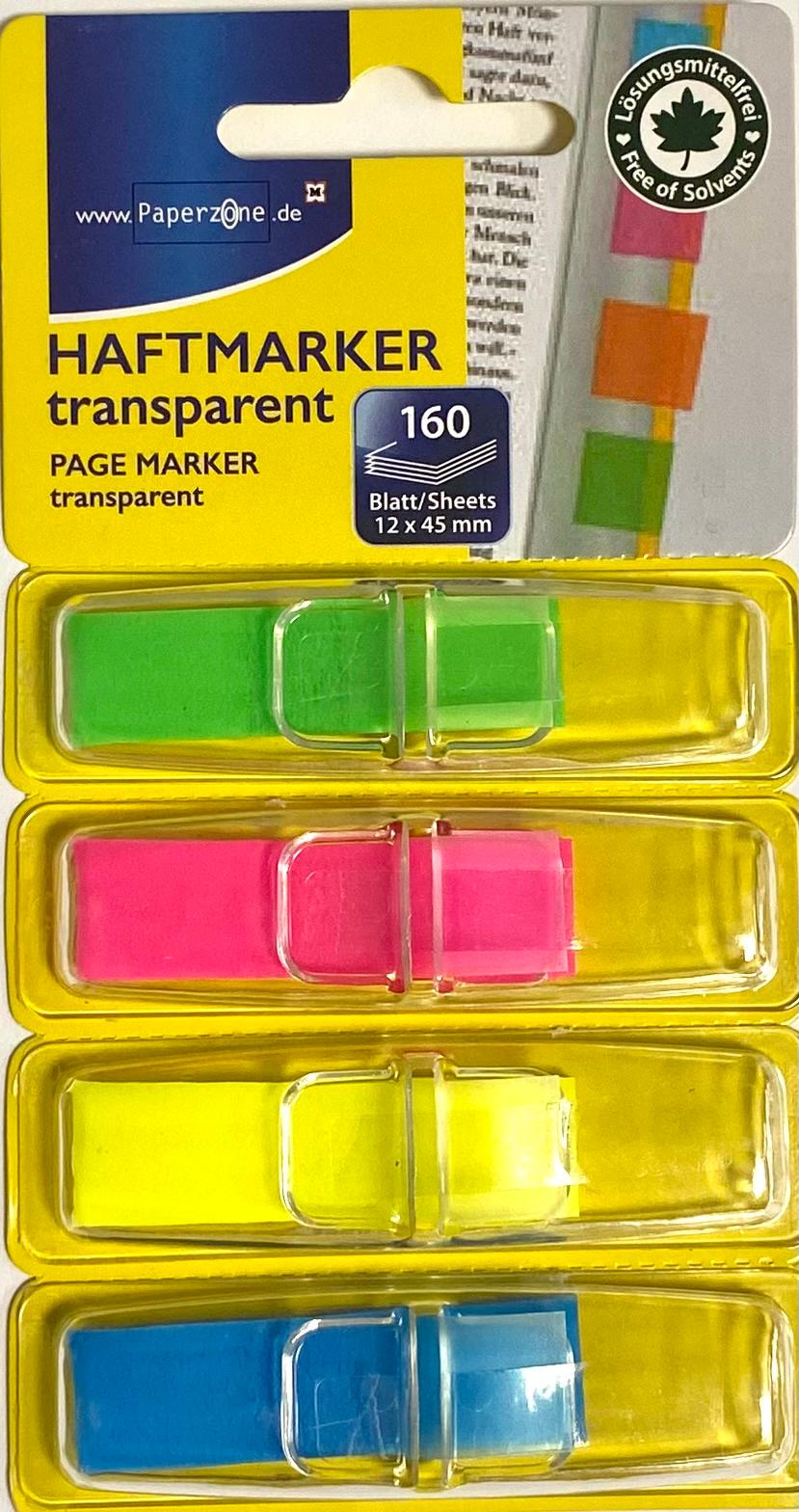 PAPERZONE Haftmarker transparent 160 Blatt 12 x 45mm