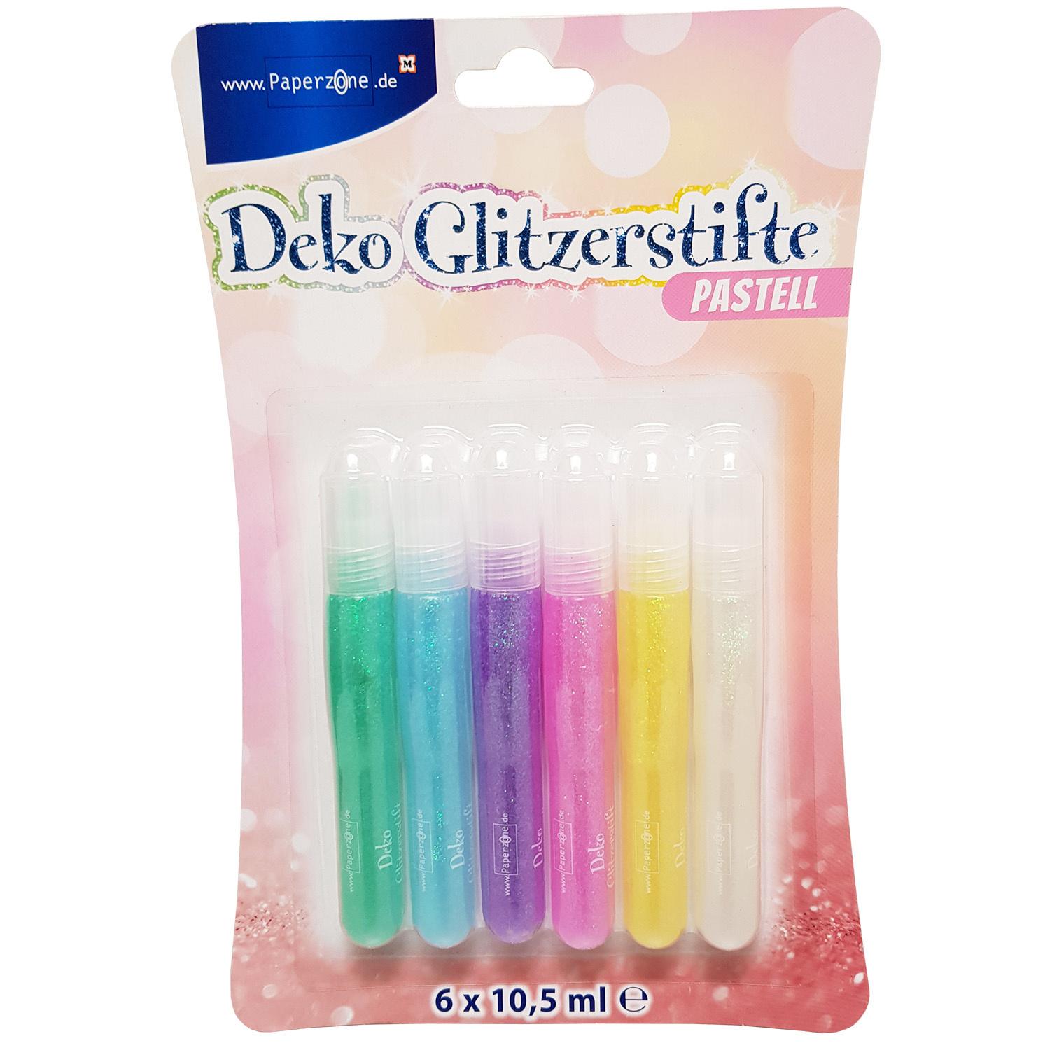 PAPERZONE Glitzerstifte zum Dekorieren pastell 6er Set