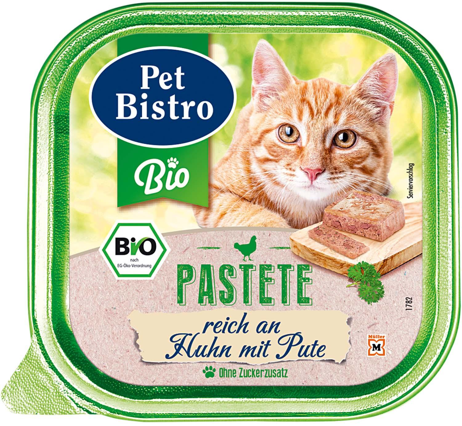Pet Bistro Bio Katzennassfutter - Pastete reich an Huhn mit Pute