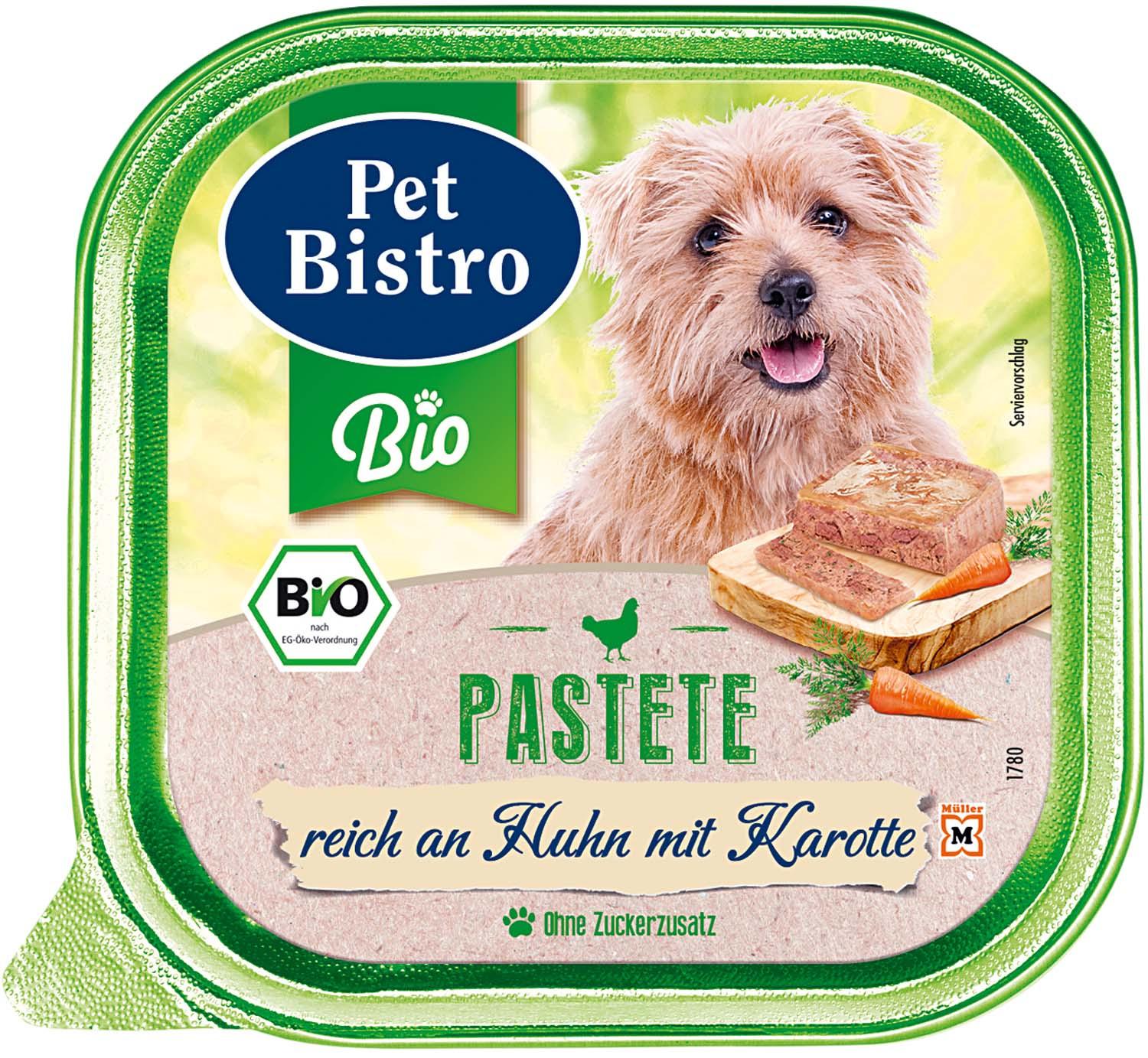 Pet Bistro Bio Hundenassfutter - Pastete Reich an Huhn mit Karotten