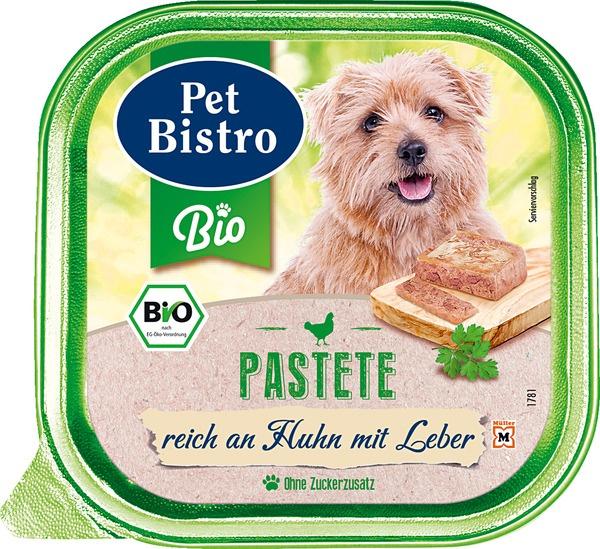 Pet Bistro Bio Hundenassfutter - Pastete Reich an Huhn mit Leber